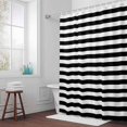 thumbnail image 5 of Black and White Stripe Fabric Shower Curtain Simple Style Washable Shower Curtains for Bathroom, Waterproof Bath Curtain with Hooks Home Decor 72x72in, 5 of 8