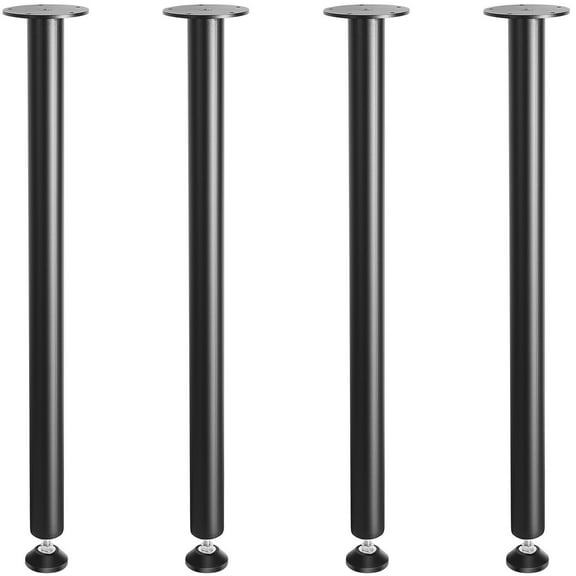 30 Inch Heavy Duty Adjustable Table Legs, Solid Steel Black Frame, 4-Piece Set for Office & Home Desk Furniture