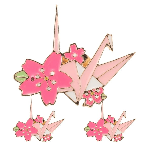 3 broches delicados de grulla de papel, bonitos broches de grulla de flor de cerezo, broches de grulla de metal para cárdigans, chales, ropa, broches versátiles, insignias para ropa.