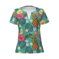 thumbnail image 4 of Wukai Pineapple Casual V-Neck Graphic Tees for Women: Lightweight and Breathable Summer Tops with Stylish Design-Small, 4 of 8