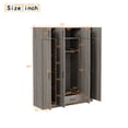 thumbnail image 4 of Modern 4-Door Wardrobe with Drawers, Shelves & Hanging Rail, Freestanding Wardrobe Closet with Built-in Top Cabinet, Clothes Storage Cabinet Organizer for Bedroom Living Room Cloakroom, Gray, 4 of 8