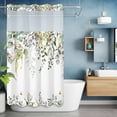 thumbnail image 6 of No Hook Eucalyptus Shower Curtain with Snap in Liner Set, Sage Green Botanical Weeping Leaf Waterproof Fabric Bathroom Curtains with See Through Top Window, Hotel Style Stall 54 x 78 Inch, 6 of 9
