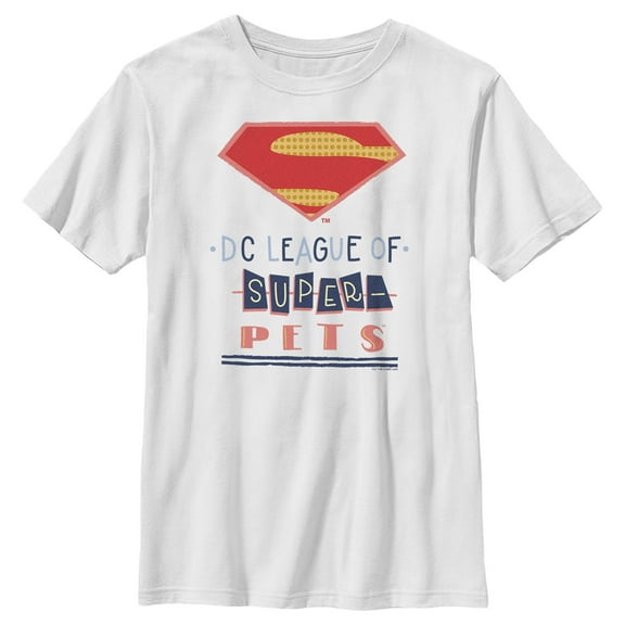 Boy's DC League of Super-Pets Dotted Superman Crest  Graphic Tee White Medium