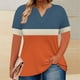 thumbnail image 2 of Mujeres Tops Casual V-Cuello Impreso Oversized Mangas Cortas Camiseta Top, Poliéster Verano Primavera, 2 of 5