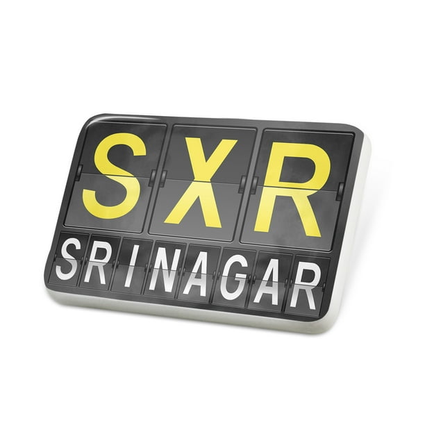 Porcelein Pin SXR Airport Code for Srinagar Lapel Badge NEONBLOND