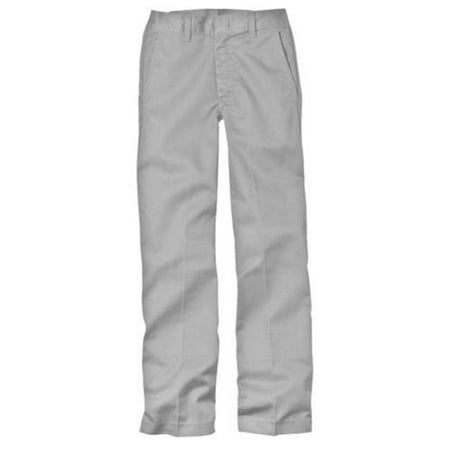 Size 4 Dickies Boys Silver Flat Front Pant with Elastic 