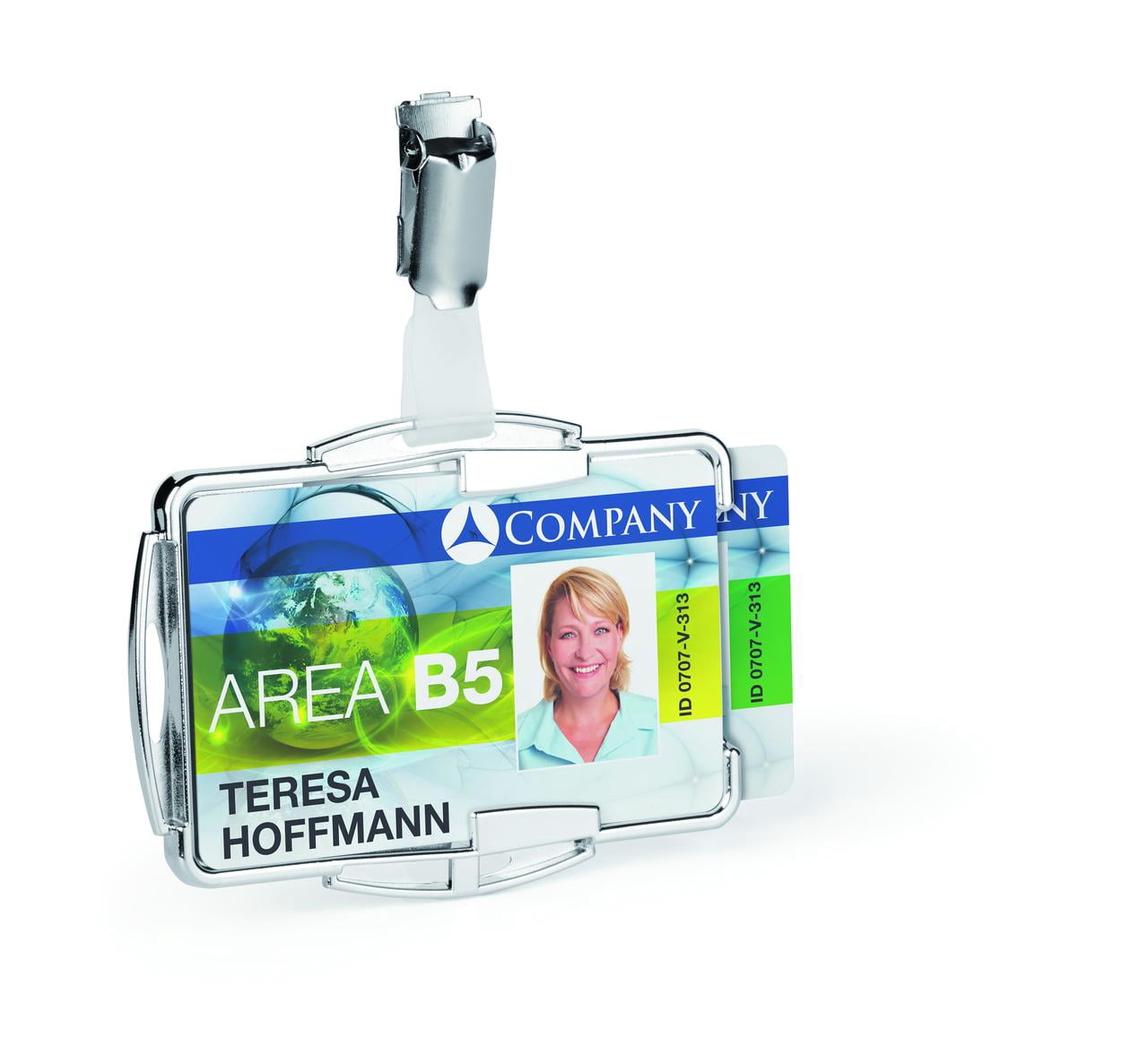 DURABLE RFID Secure Badge Holder for Two Cards, Silver, Pack of 10 (890223)