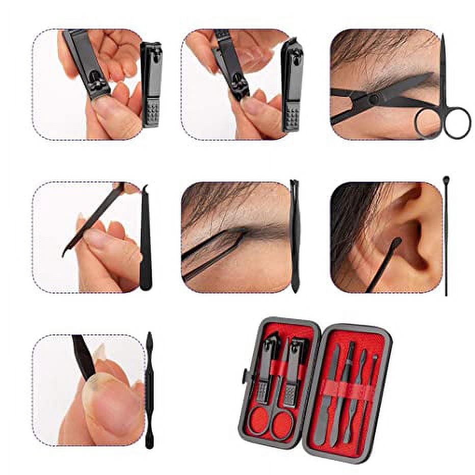 Manicure Set, 7pcs Nail Care Kit with Clippers for Professional Grooming, Pedicure and Manicure, Travel Kit for Men Women