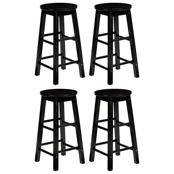 PJ Wood Classic Round Seat 29" Kitchen Counter Stools, Black (Set of 4)