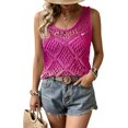 thumbnail image 2 of XINXIAOO Women's Summer Crochet Tank Tops Knit Sleeveless Scoop Neck Sweater Vest Boho Hollow Out Cover Ups, Size L, 2 of 5