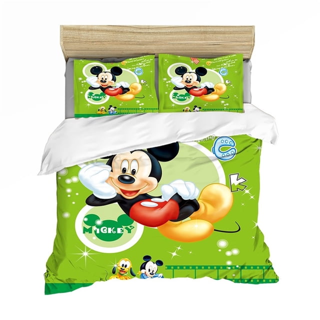 Cartoon Bedding Set Mickey Minnie Duvet Cover Queen King Size White Soft Home Textile Student Child Couple Bed Set