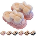 thumbnail image 2 of XIMIN Toddler Girls Chunky Cloud Slippers Plush Platform Non-Slip Cute Cozy House Shoes Cute Bunny Shoes Fuzzy Slides for Home Wear Winter Warm Shoes, 2 of 5