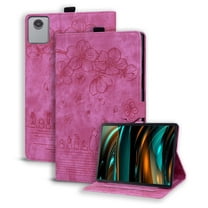 XYX Case for Lenovo Tab M11 11 inch 2024 TB330FU, Cherry Blossom Cat PU Leather Folio Stand Magnetic Shockproof Protective Cover (Rose)