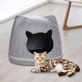 thumbnail image 1 of Casa de fieltro para gatos, cama calentadora para gatos, extraíble, resistente a los arañazos, forma de cabeza de gato, suministros para mascotas, Gris claro, 1 of 8