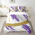 thumbnail image 2 of Grey Beige Purple Bedding Queen Size 7pcs Brush Strokes Oil Painting Comforter Set, Gradient Abstract Vintage Bedding Comforter Sets Ombre Graffiti Bed in a Bag, Modern Bedding Accessories, 2 of 4