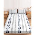 thumbnail image 2 of Cal.King Size Fitted Sheet Set - Simple Striped 3 Piece Bedding Sets 16" Deep Pocket Fitted Sheet with 2 Pillowcases, Modern Minimalist Lines Pattern Brushed Microfiber Hotel Luxury Bed Sheets, 2 of 9