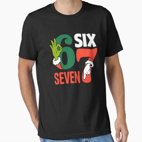 Funny 67 Meme Green Monster Hand Christmas Parody Art Unisex T-Shirt, up to Size 5XL