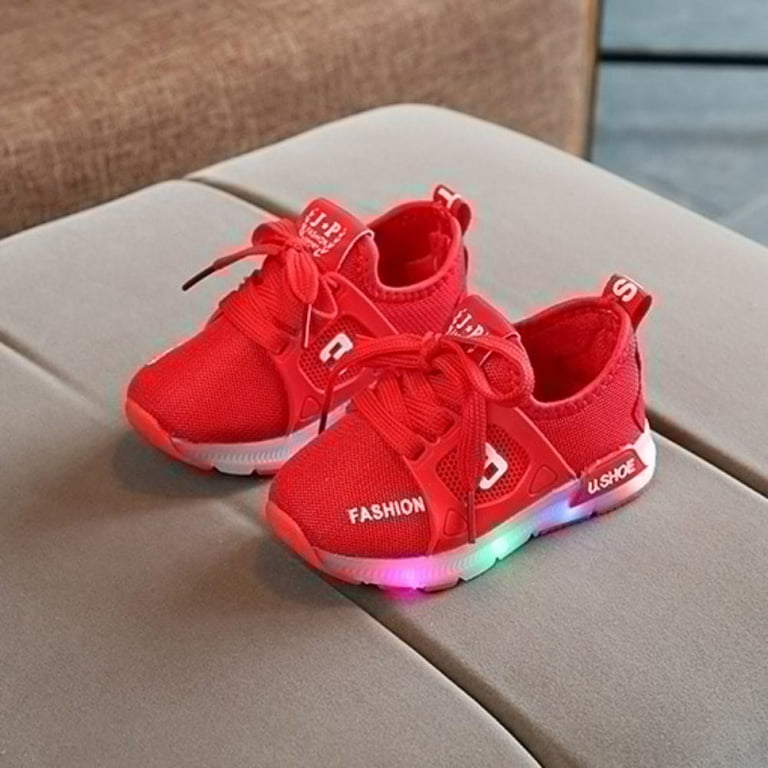 disharmoni vejledning bind Glow Baby Shoes Fashion LED Baby Girl Shoes Sports Casual Cotton First  Walkers Kids Shoes Shine LED Red 22 - Walmart.com