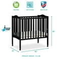 Dream On Me 2in1 Lightweight Folding Portable Crib, Black