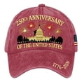 thumbnail image 5 of 250th Anniversary USA Hat 1776-2026, Commemorative Embroidered Patriotic Baseball Cap, Adjustable American Heritage Sun Hat for Men & Women,2PCS, 5 of 8