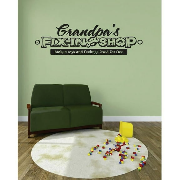 Custom Wall Decal Vinyl Sticker : Grandpas Fixing Shop Image Quote Bedroom Bathroom Living Room Mural : 20 X30" -