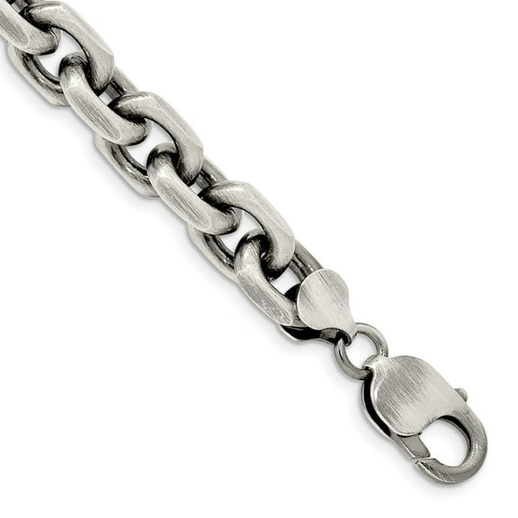 Primal Silver Sterling Silver Antiqued Elongated Open Link Chain Bracelet