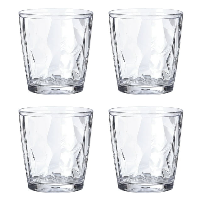 Vasos de acrílico de 7oz Uxcell, 4Pack, vasos reutilizables de plástico para el hogar y al aire libre, transparentes
