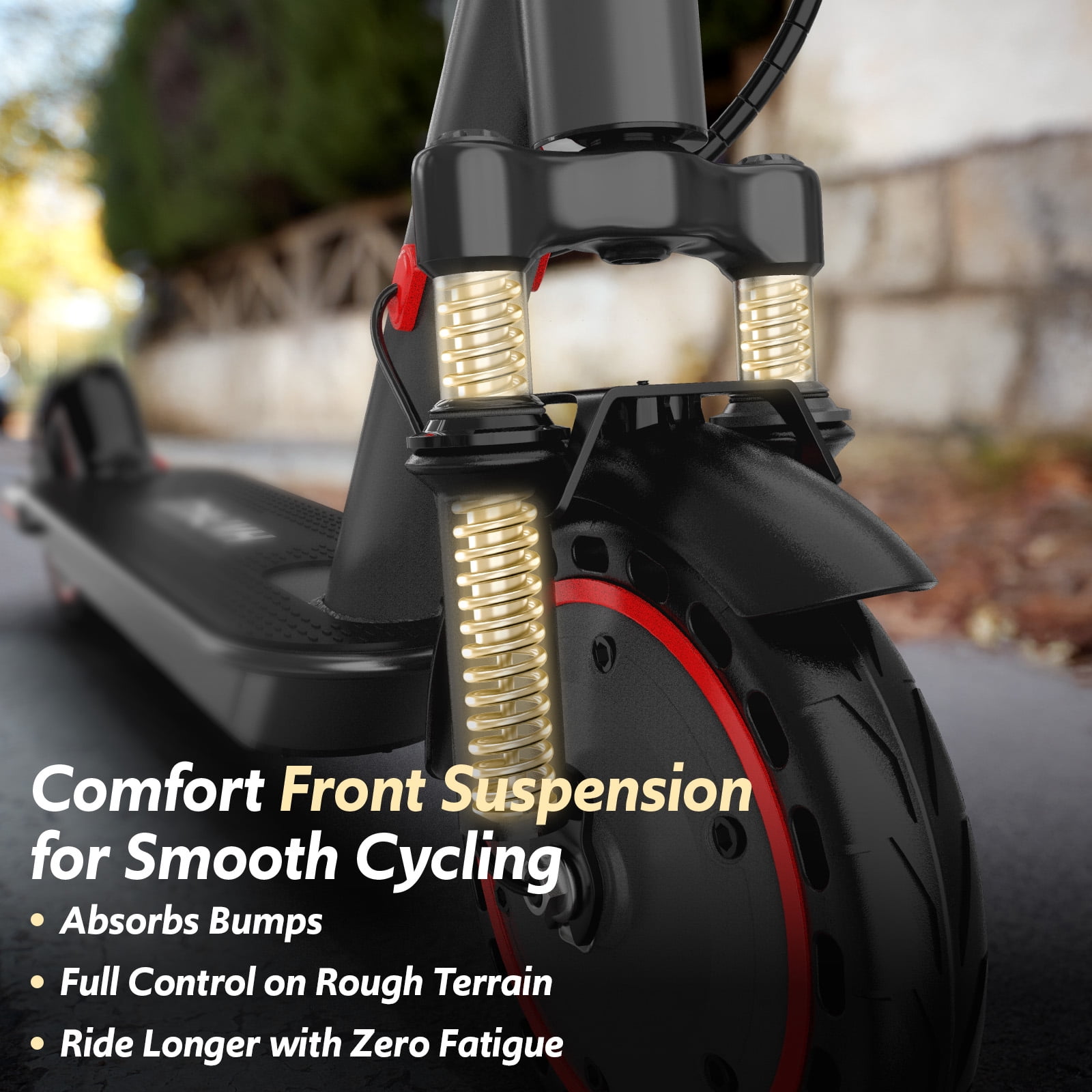 Electric Scooter for Adults, Up to 23 Miles & 22 MPH, 550W Motor, Front Suspension, Built-in Side Lights
