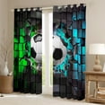 thumbnail image 2 of Erosebridal Sport Soccer Curtains for Living Room (38Wx45L),Geometric Buffalo 30%-50% Blackout Curtains Set of 2 (38x45),Green Blue Curtains and Drapes,Ball Gamer Room Decoration, 2 of 6