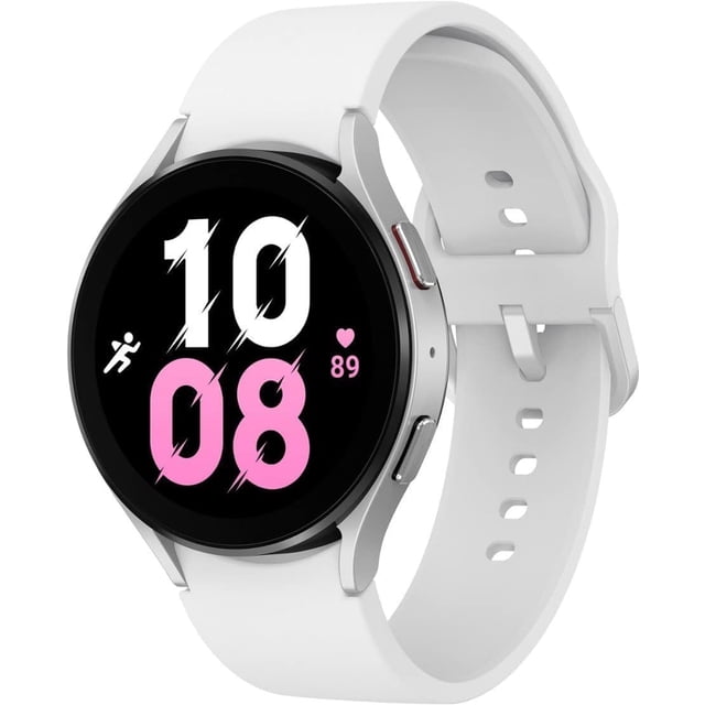 SAMSUNG Galaxy Watch 5 40mm Bluetooth Smartwatch con Cuerpo, Salud, Fitness y sueño, Vidrio de Zafiro, Seguimiento GPS Mejorado, Bisel Plateado con Banda Blanca (Reacondicionado)