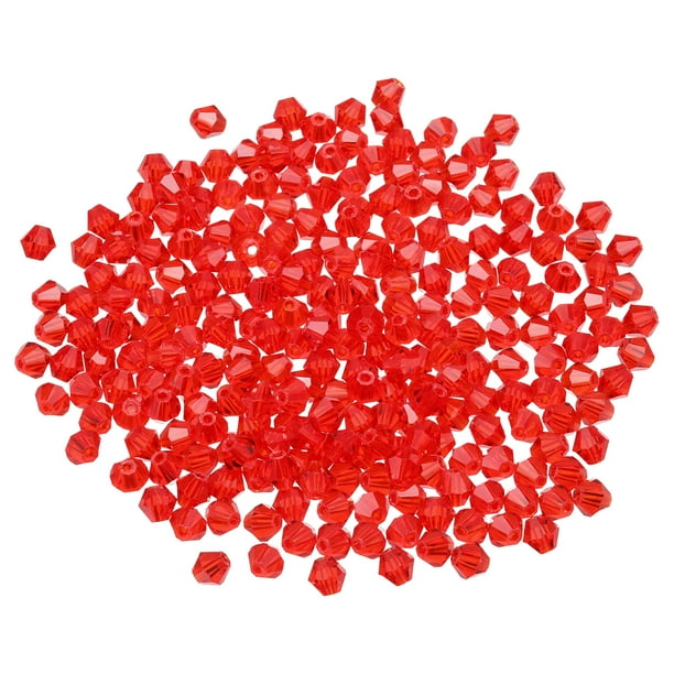 Uxcell 100pcs 8mm Cuentas de cristal de vidrio en forma de bicone, cuentas facetadas rojas oscuras