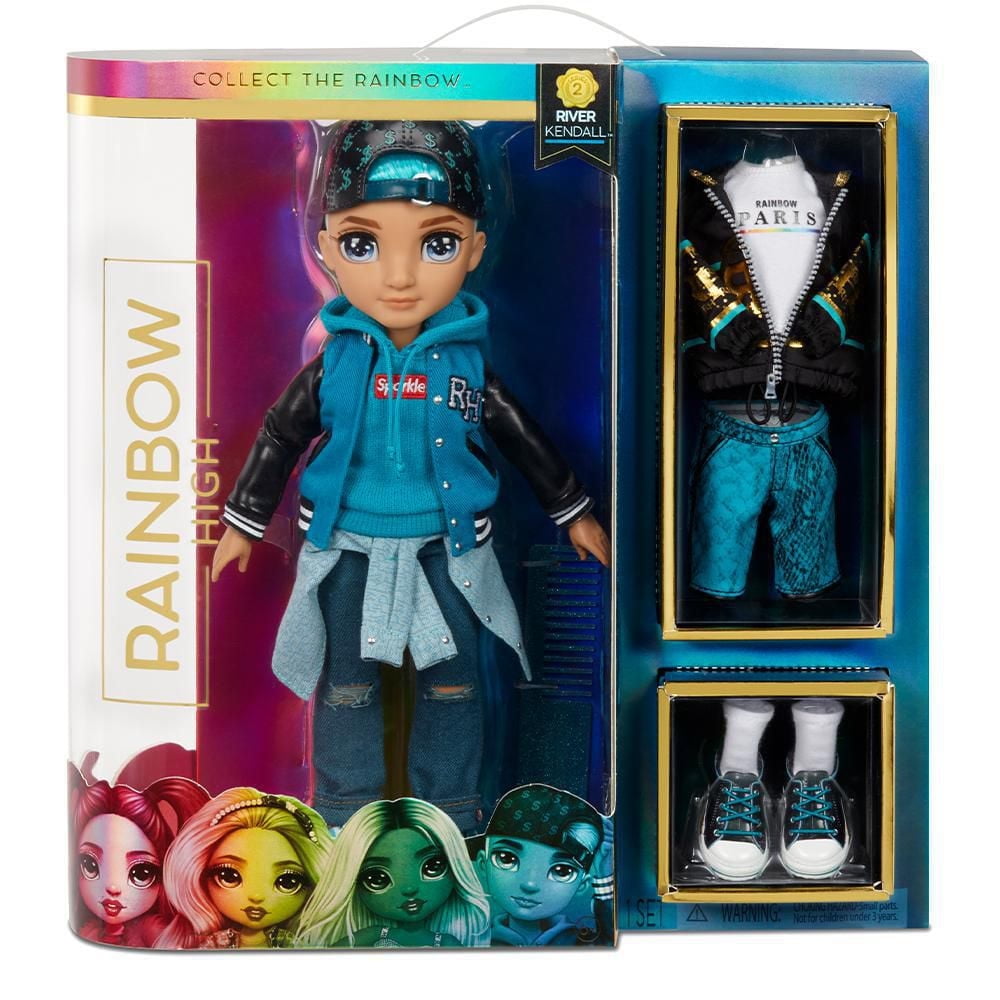 Rainbow High River Kendall – Teal Boy Fashion Doll with 2 Complete Mix & Match Outfits