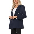 thumbnail image 4 of INSPIRE CHIC Work Office Business Casual Blazers for Women's Lapel Collar Dressy Casual Suit Jacket Dark Blue L, 4 of 5