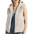 thumbnail image 6 of uublik Fleece Vest for Women Beige Casual Sleeveless Open Front Winter Warm Fuzzy Jacket with Pockets, 6 of 8
