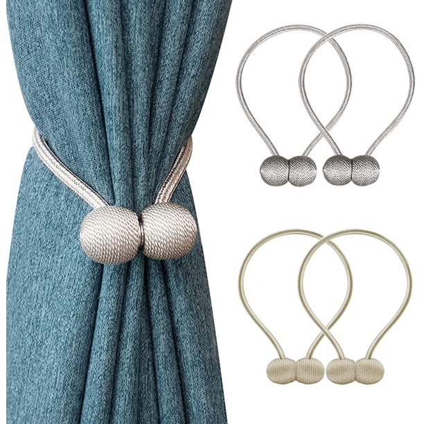 Alzapaños magnéticos para cortinas, paquete de 4 alzapaños para cortinas, fuertes alzapaños para cortinas, hebillas para cortinas, clips para decoración de ventanas en el hogar y la oficina (gris + b Namotu ZJWJ060-1