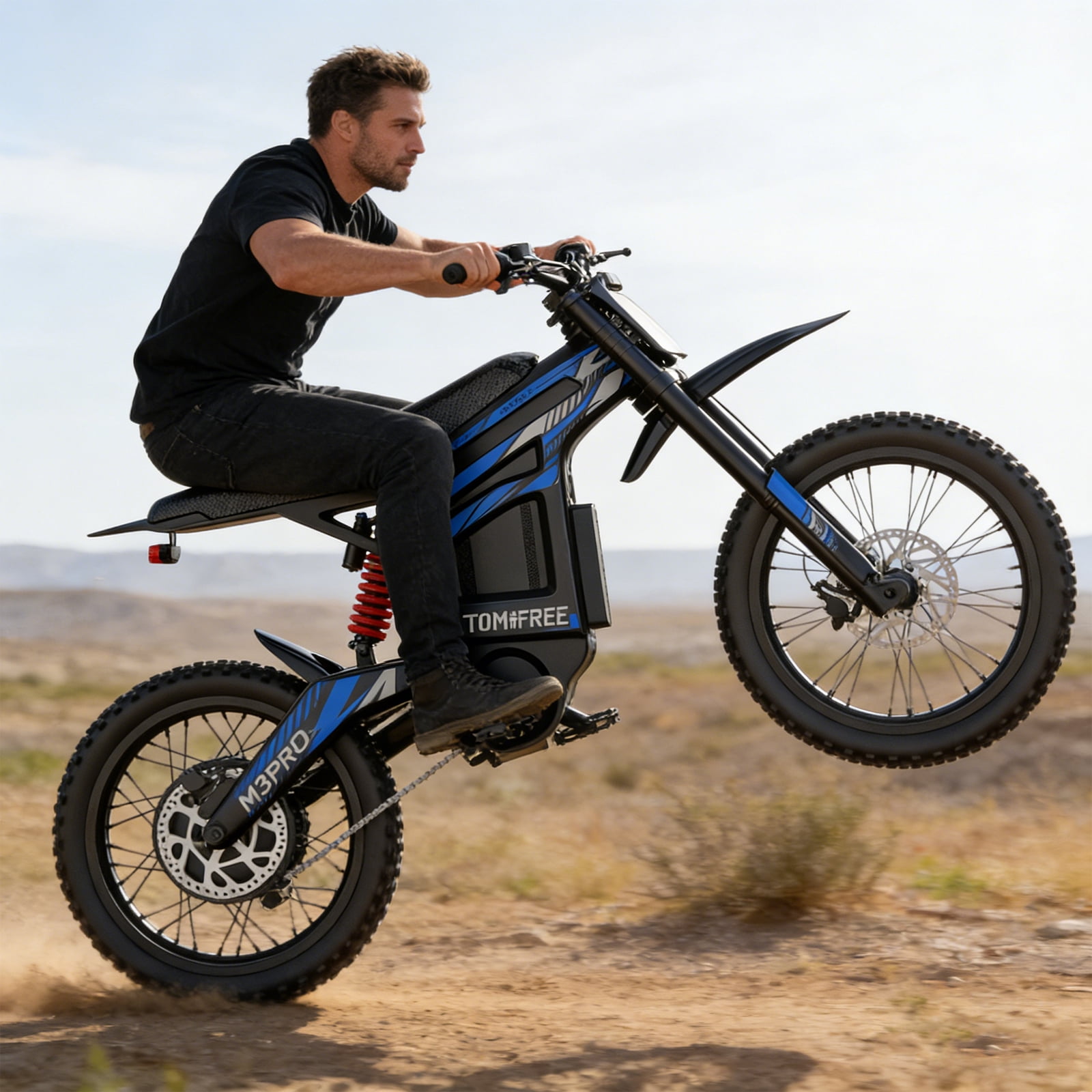 Electric Dirt Bike for Adults Teens, 6500W Motor(Peak), 75 Mile Range, 50MPH Max Speed, 72V 30Ah Removable Battery, 3-Speed, 19"/17" Off-Road Tires, Dual Hydraulic Brakes & Full Suspension