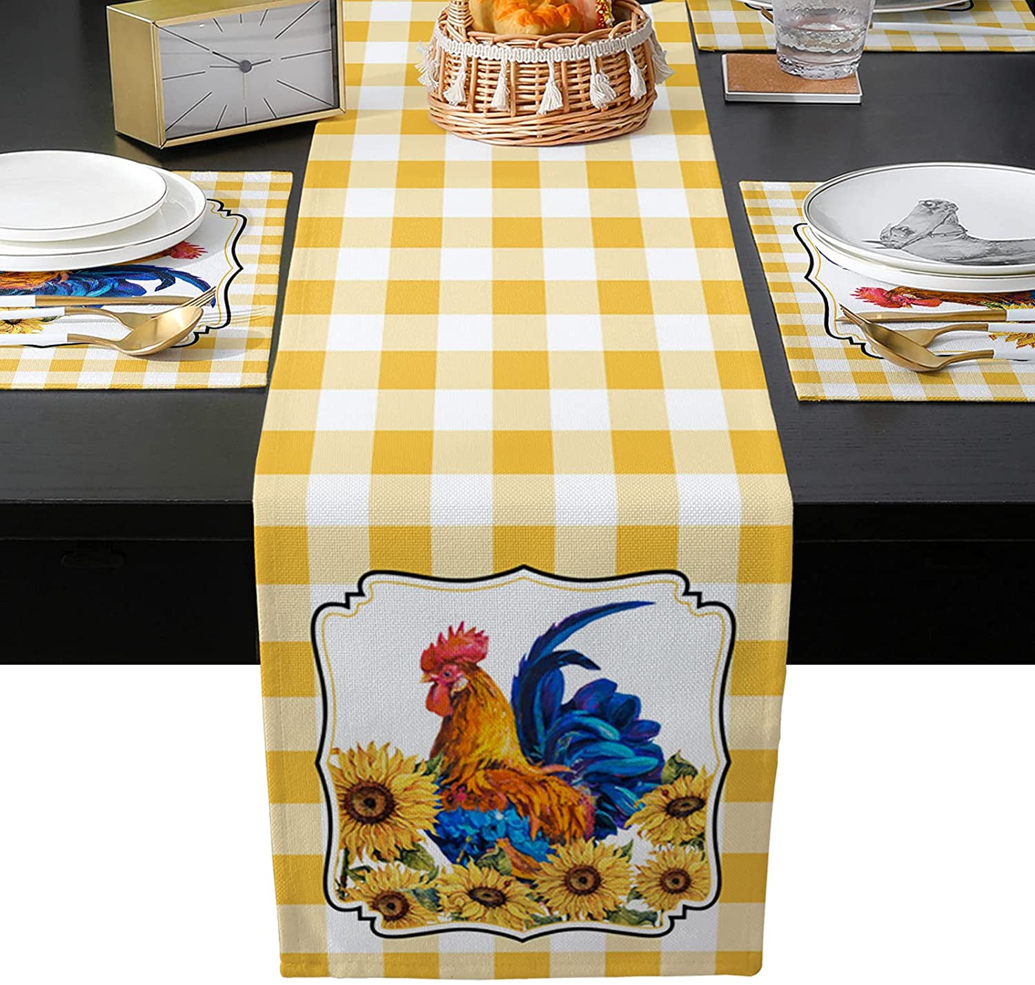 Chicken’s & Rooster placemats set of 4 Table Decor Table Linens Kitchen