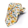 thumbnail image 3 of Barry.Wang Men's Cotton Ties Flower 3.15" Necktie Printed Skinny Tie Sets Clip Extra Long Flower Wedding Party Yellow, 3 of 7