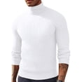 thumbnail image 2 of Domuza Men’s Turtleneck Sweater, Long‑Sleeve Stretch Ribbed Knitted Pullover Top, Slim‑Fit Basic Lightweight Casual Jumper for Fall & Winter, 2 of 6