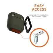 UAG Compatible with Airpods (1st & 2nd Gen) Case Full-Body Protective Soft-Touch Silicone Case with Detachable Carabiner, Standard Issue Silicone_001, Olive