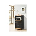 Hodedah Wheeled Microwave Island Cart with Drawer, Black Beech