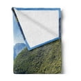 thumbnail image 2 of European Soft Flannel Fleece Throw Blanket, Piva Canyon Reservoir Montenegro Balkans Europe Sunlights, Cozy Plush for Indoor and Outdoor Use, 50" x 70", Forest Green Sky Blue, by Ambesonne, 2 of 5