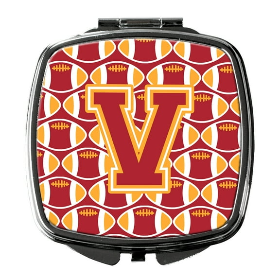 Letter V Football Cardinal and Gold Compact Mirror