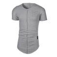 thumbnail image 4 of YYDGH Mens Running Short Sleeve Long T Shirt Longline Drop Tail Shirt Workout Casual Tee Gray M, 4 of 5