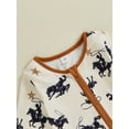 thumbnail image 5 of Spewahor Infant Baby Boy Fall Romper 0 3 6 12 Months Casual Western Cowboy Print Long Sleeve Jumpsuit, 5 of 9