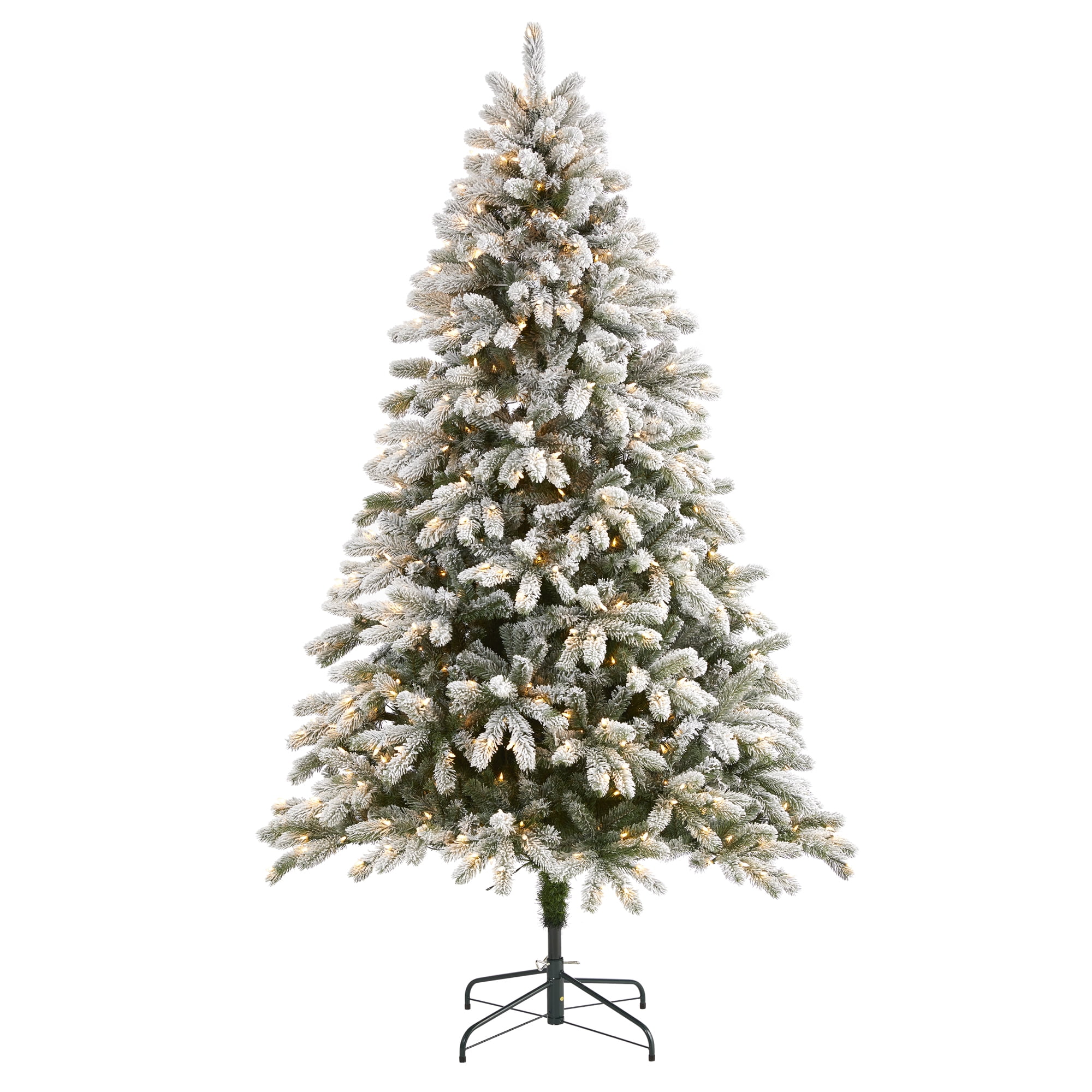 7.5ft. Flocked South Carolina Spruce Artificial Christmas Tree with 600 ...