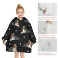 thumbnail image 6 of Australian Shepherd Dog and Footprints Blanket Hoodies for Kids 6-13YR Oversize Wearable Blanket Hoodies for Boys Girls Teens, 6 of 7