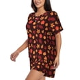 thumbnail image 2 of Fuzoiu fall Maple leaf Print Women's Short-Sleeved Pajama Set,Lounge Sleepwear Set,Womens Pajama Sets 2 Piece,Button-Up Top and Shorts with Pockets-XX-Large, 2 of 7