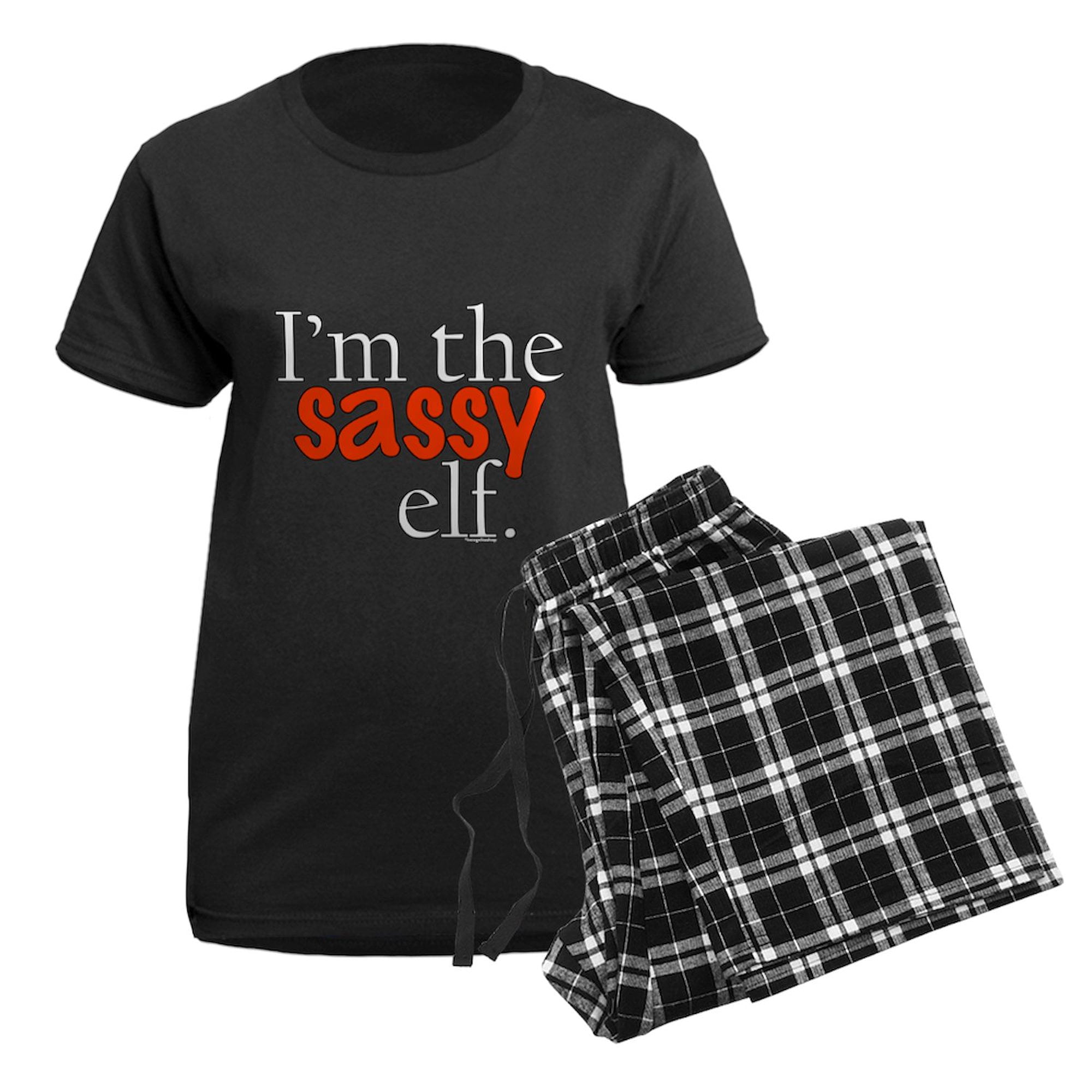 CafePress - Sassy Elf Women's Dark Pajamas - Women's Short Sleeve Print T-Shirt and Pants Dark Cotton Pajama Set
