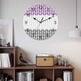 thumbnail image 2 of Wall Clock Geometric Chevron Purple Clocks PVC Silent Non-Ticking Battery Operated Decorative White Stripes Round Clock for Home Living Room Kitchen Bedroom Office School Wall Decor 14 Inch, 2 of 9